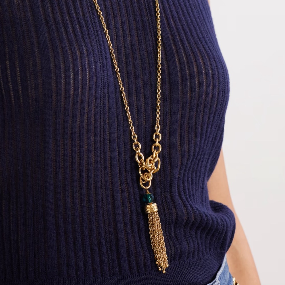 CHLOE GOLD BRASS CRYSTAL BEAD TASSEL NECKLACE BOX TISSUE DUST BAG  INFO - Picture 12 of 13